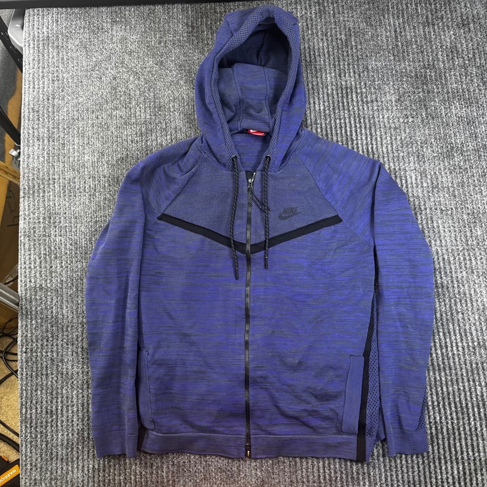 Nike Tech Knit Windrunner Womens L Blue Full Zip Hoodie Jacket Athletic
